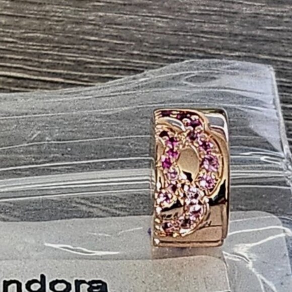 Authentic PANDORA *CHINA EXCLUSIVE* Rose Pink Fan Pattern Spacer Clip 788153C01 - Picture 8 of 15